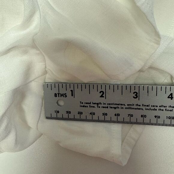 White Short Romper Women's Tie Waist Scallop V Neck‎ Casual - Picture 8 of 9